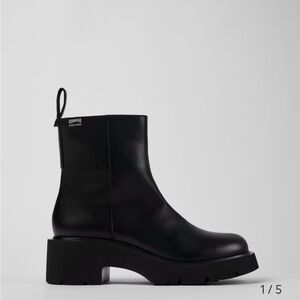 Camper Black Leather Lug Sole Ankle Boots | Milah